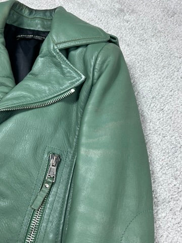 Balenciaga Green Leather Biker Jacket