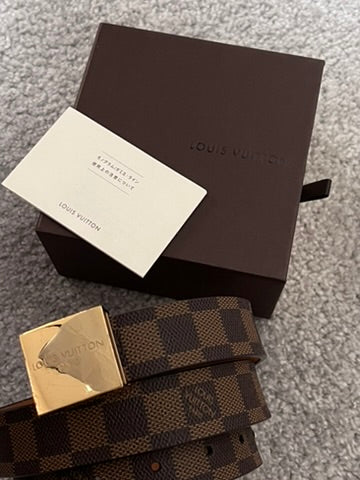 Louis Vuitton Damier Santur Carre Belt Brown Golden