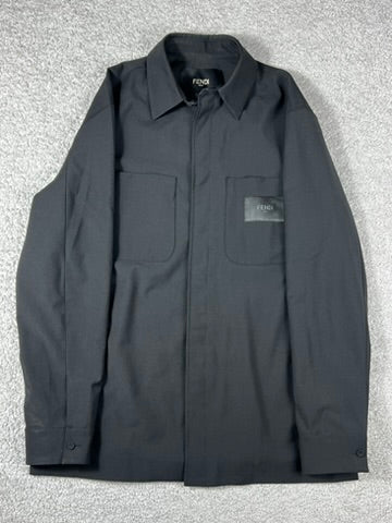 2023 Fendi Logo Patch Black Overshirt