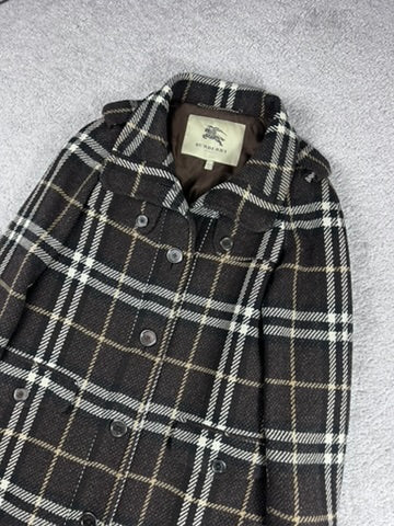 Burberry London Grey Check Wool Coat Size 44