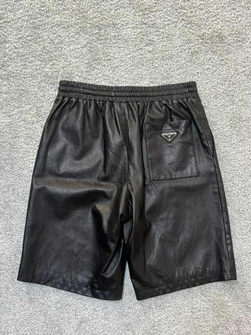 Prada Nappa Leather Bermuda Black Shorts Size 46