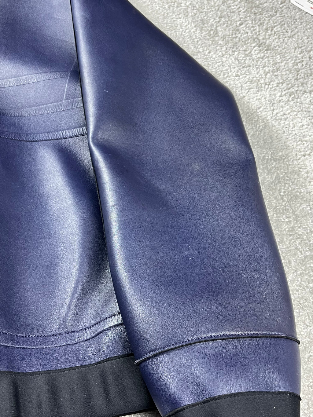 Louis Vuitton Leather Dark Blue Hooded Zip Up Jacket Size L