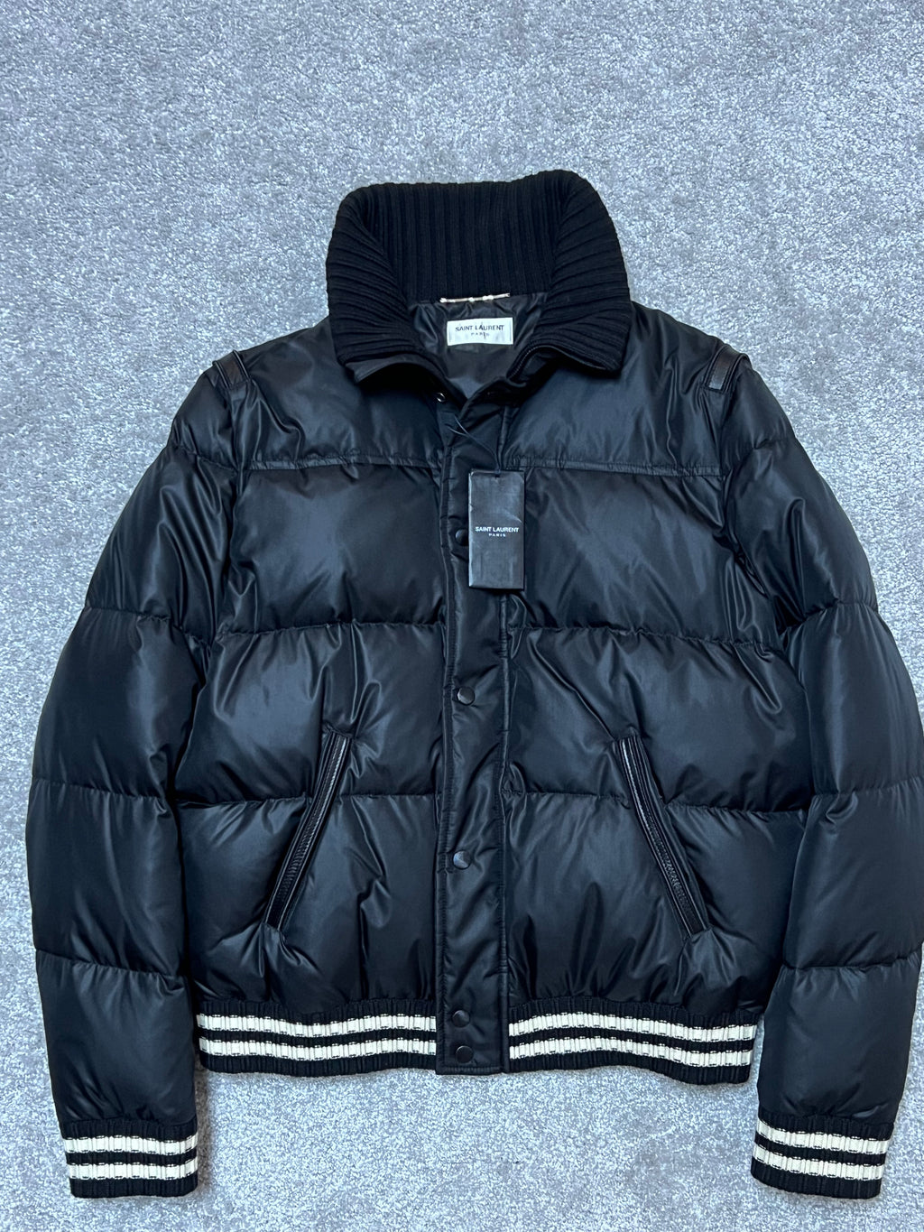 Saint Laurent Padded Stripe-Trim Puffer Jacket