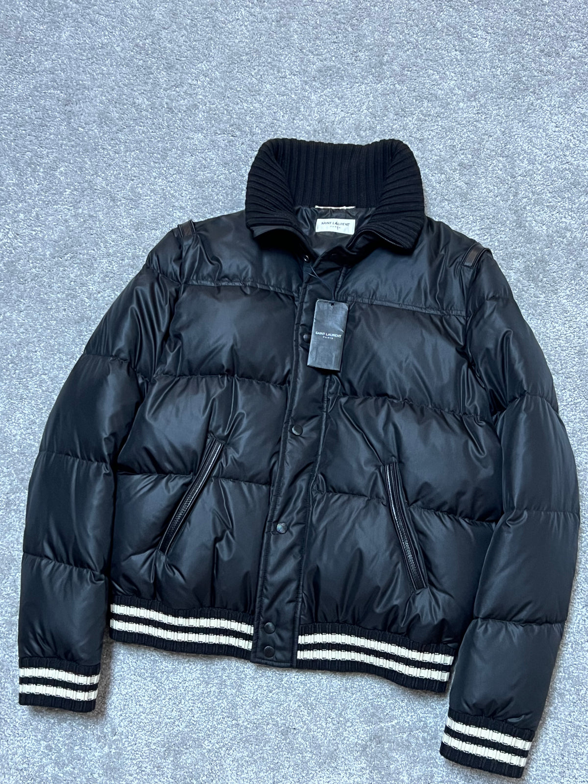 Saint Laurent Padded Stripe-Trim Puffer Jacket