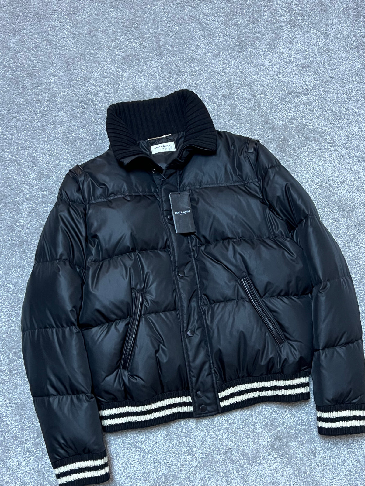 Saint Laurent Padded Stripe-Trim Puffer Jacket