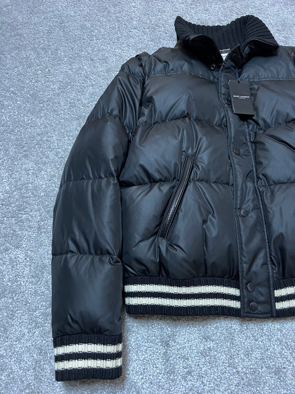 Saint Laurent Padded Stripe-Trim Puffer Jacket