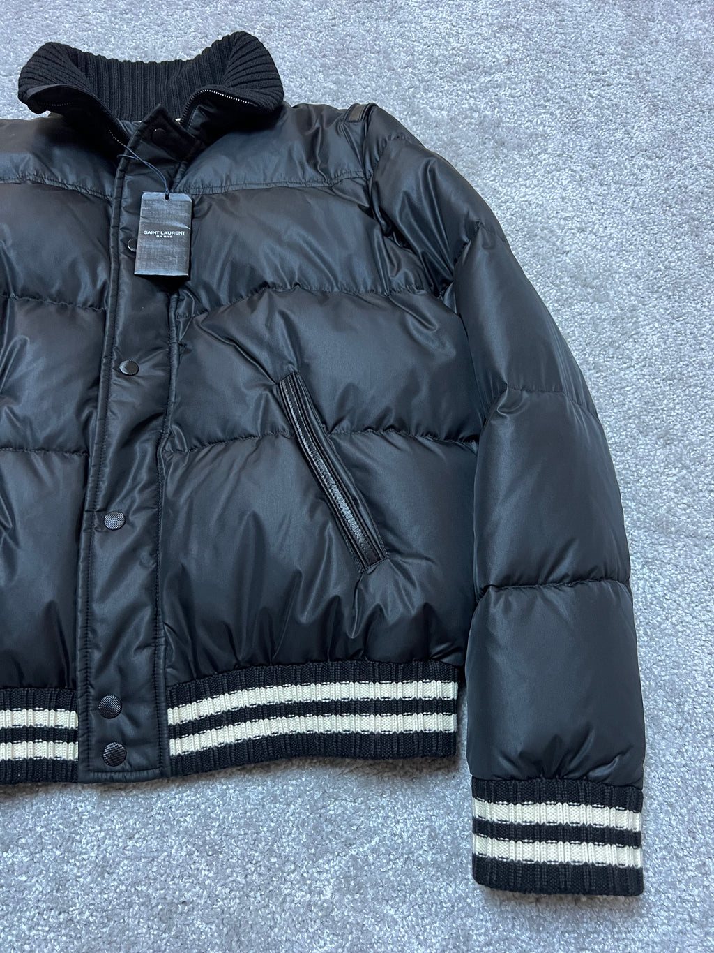 Saint Laurent Padded Stripe-Trim Puffer Jacket