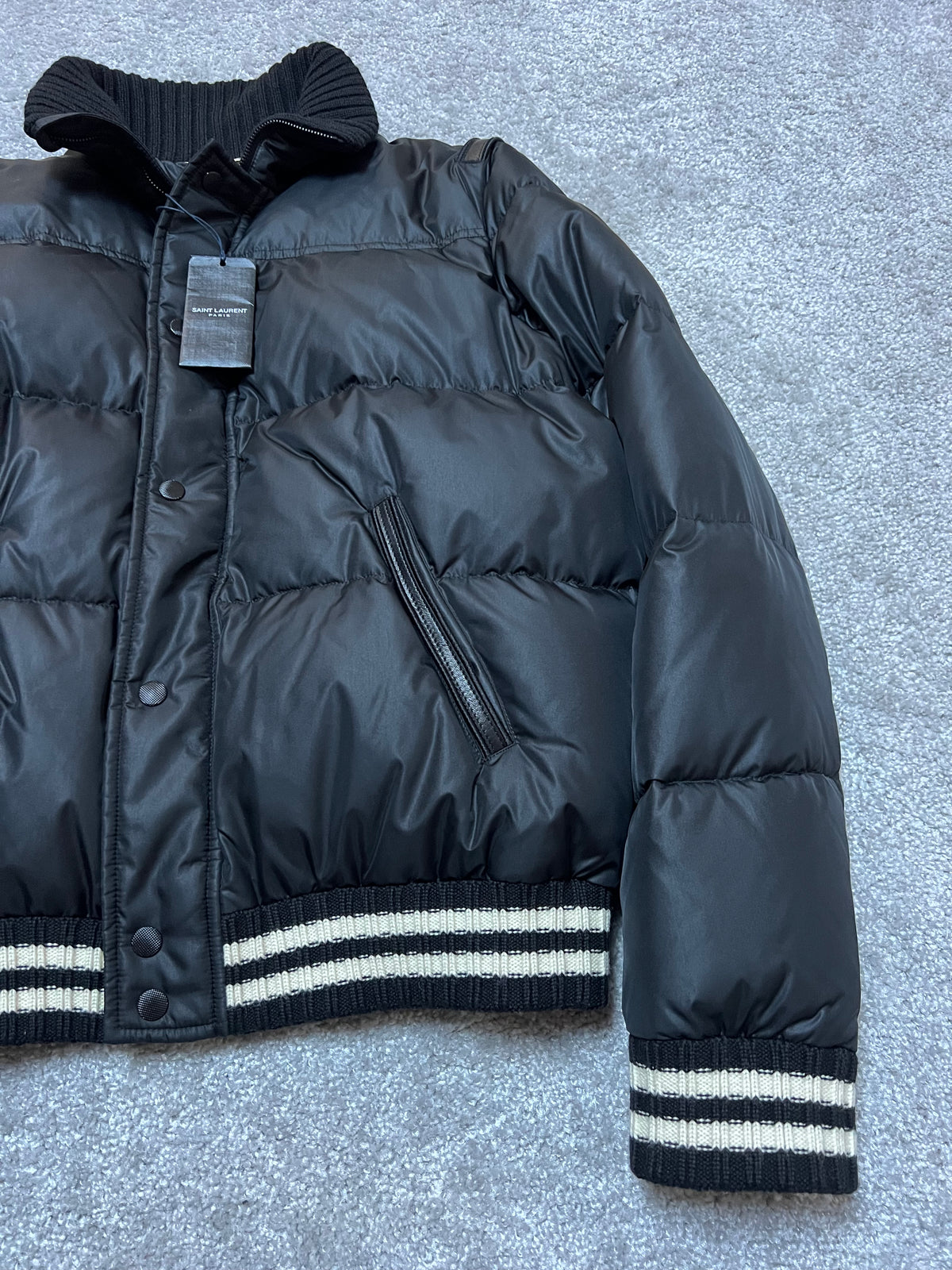 Saint Laurent Padded Stripe-Trim Puffer Jacket