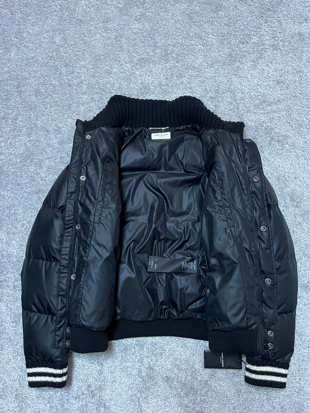 Saint Laurent Padded Stripe-Trim Puffer Jacket