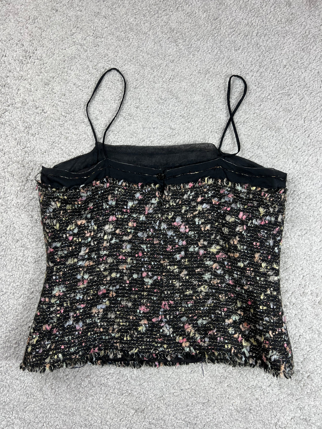 Fall 2004 Chanel Black Multicolor Tweed Camisole Top