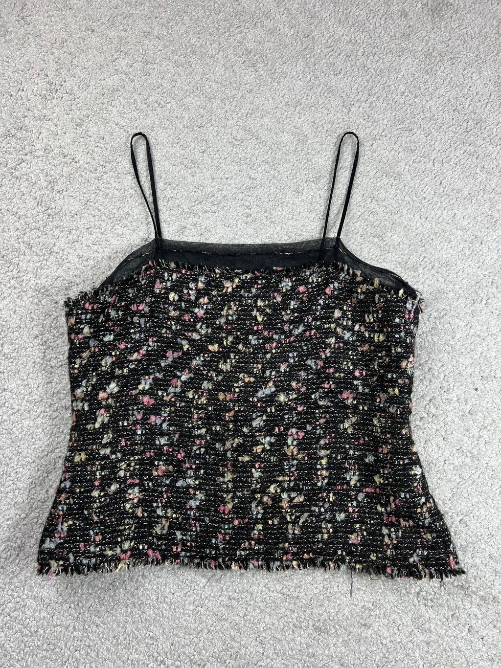 Fall 2004 Chanel Black Multicolor Tweed Camisole Top