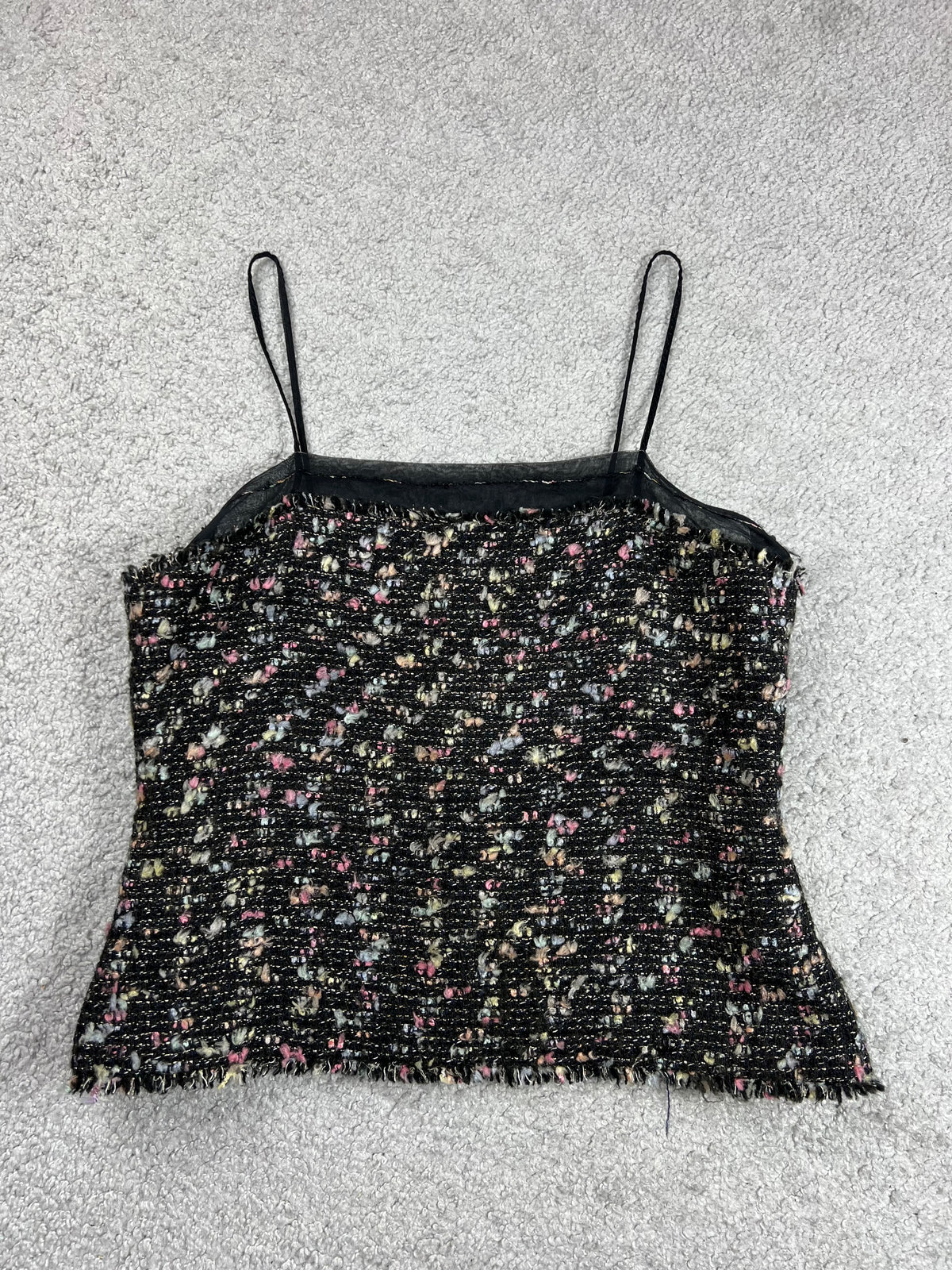 Fall 2004 Chanel Black Multicolor Tweed Camisole Top