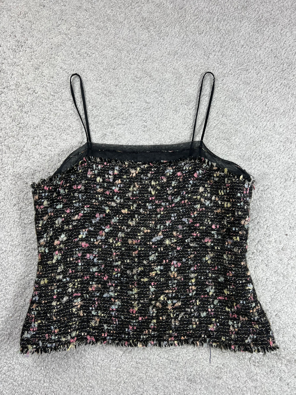 Fall 2004 Chanel Black Multicolor Tweed Camisole Top