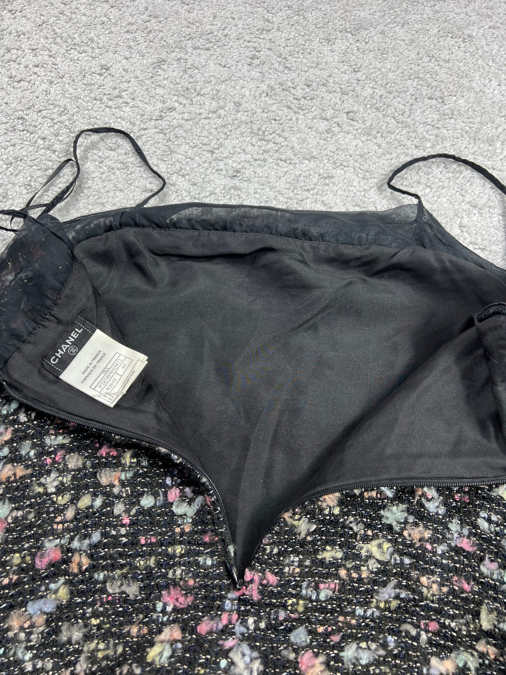 Fall 2004 Chanel Black Multicolor Tweed Camisole Top