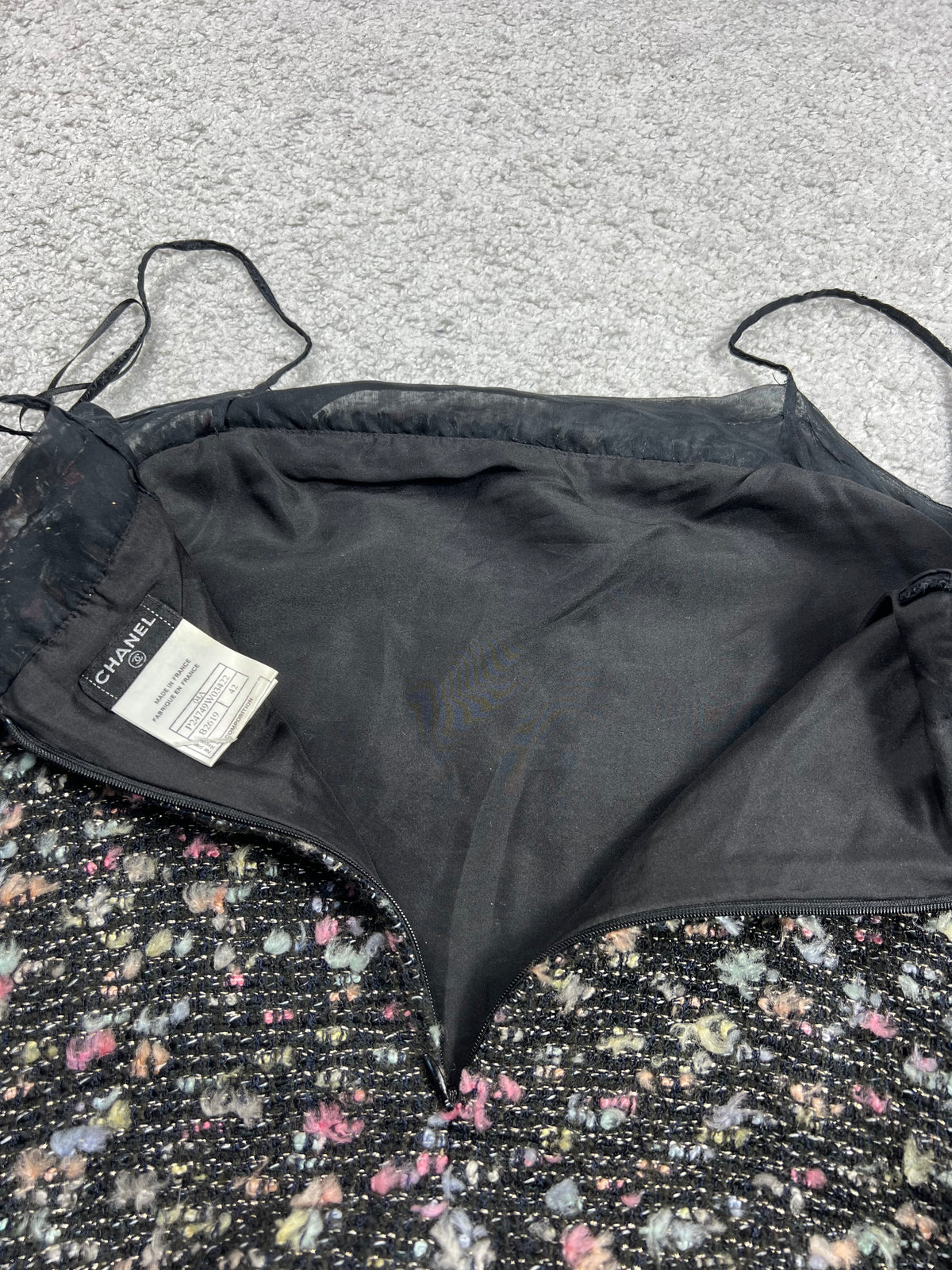 Fall 2004 Chanel Black Multicolor Tweed Camisole Top