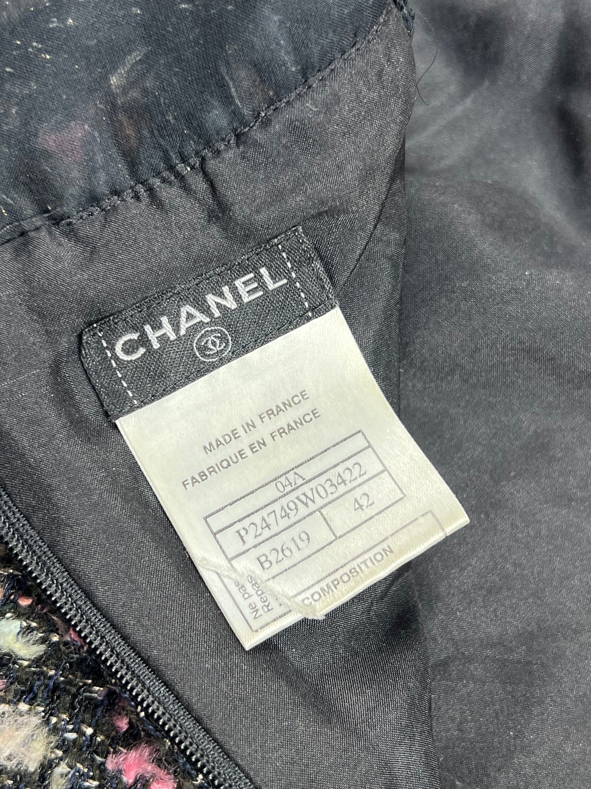 Fall 2004 Chanel Black Multicolor Tweed Camisole Top