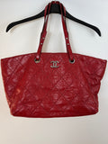 Chanel On The Road Tote Red Calfskin Leather Bag