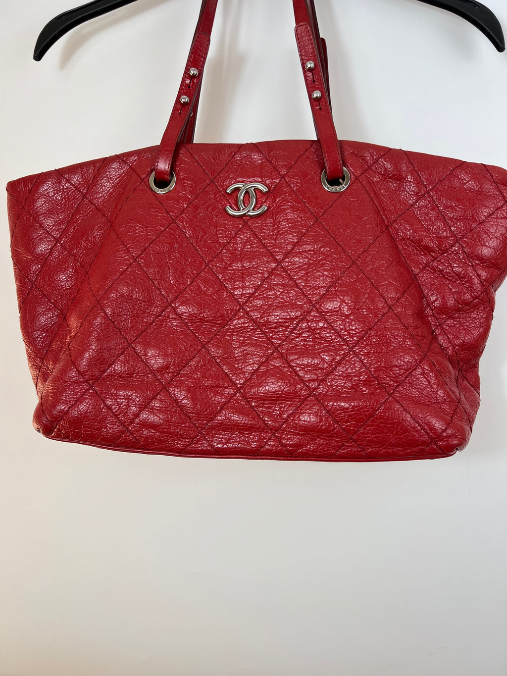 Chanel On The Road Tote Red Calfskin Leather Bag