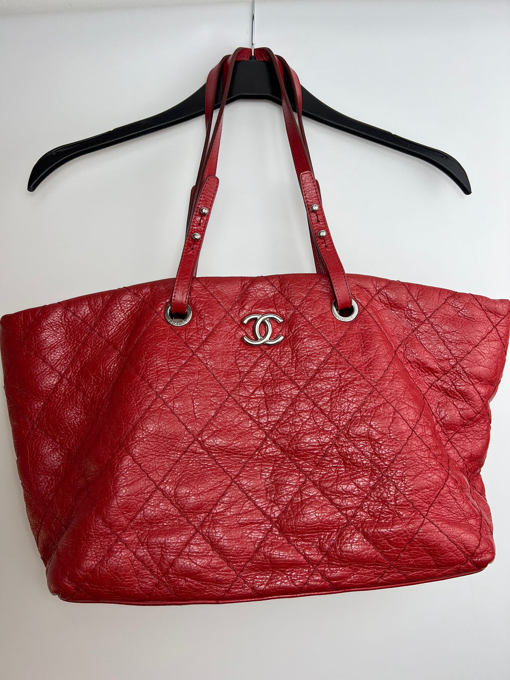 Chanel On The Road Tote Red Calfskin Leather Bag