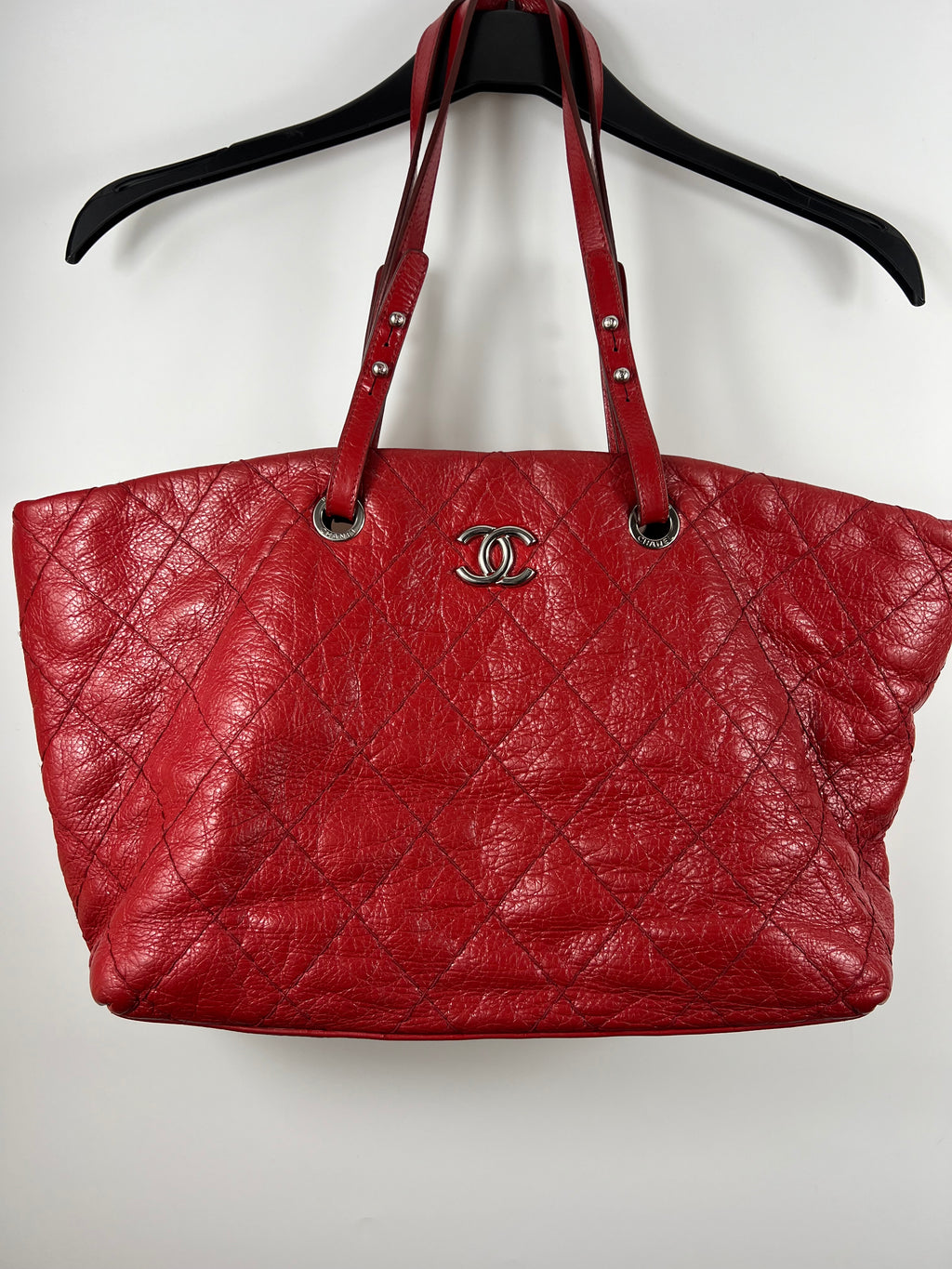 Chanel On The Road Tote Red Calfskin Leather Bag
