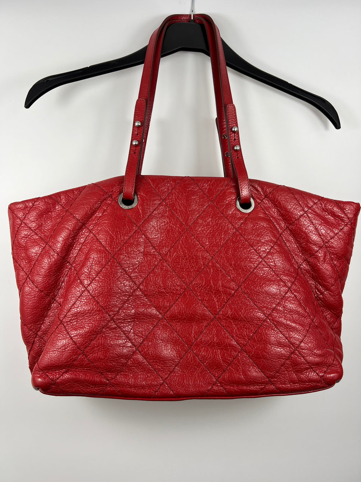 Chanel On The Road Tote Red Calfskin Leather Bag