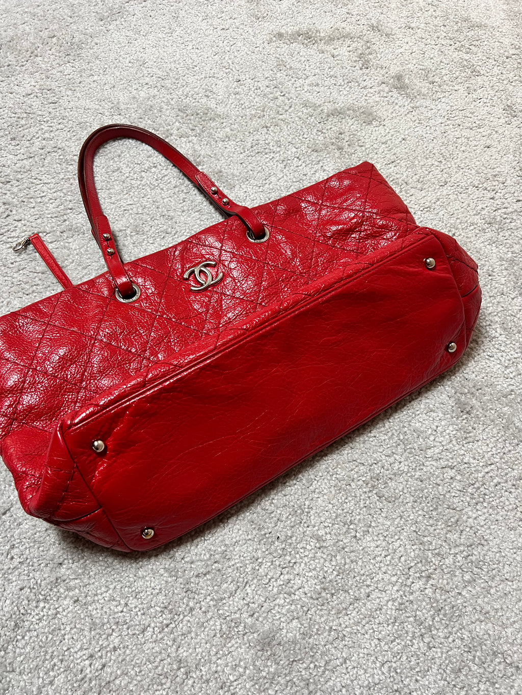 Chanel On The Road Tote Red Calfskin Leather Bag