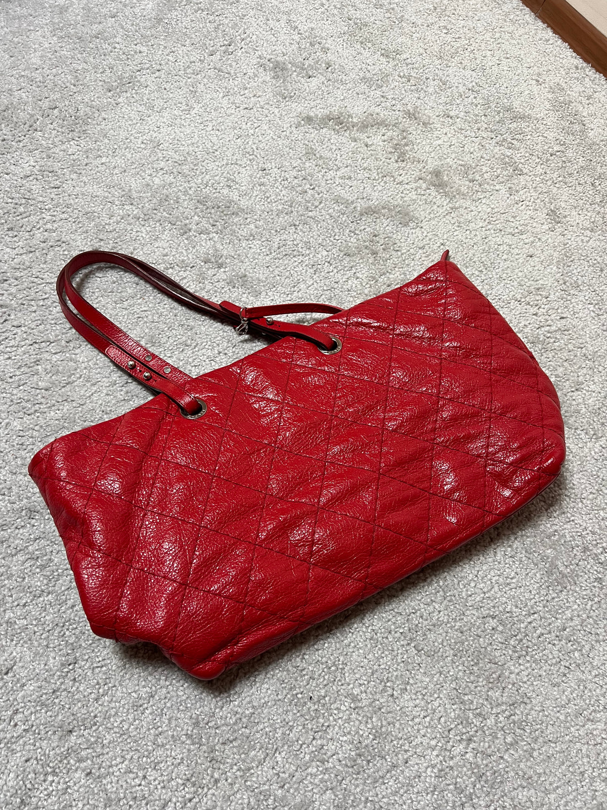 Chanel On The Road Tote Red Calfskin Leather Bag