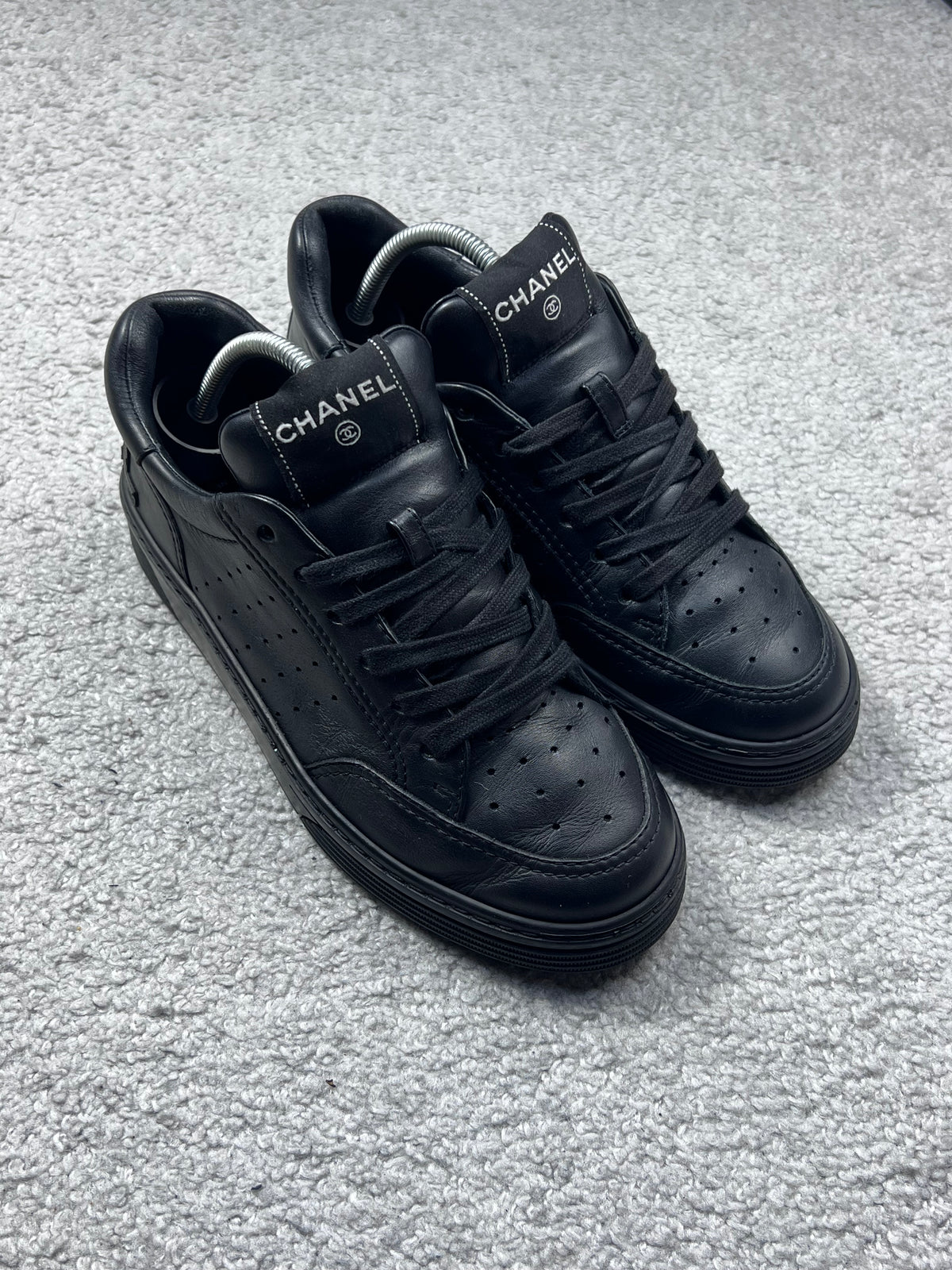 Chanel Black Leather Sneakers Size 37