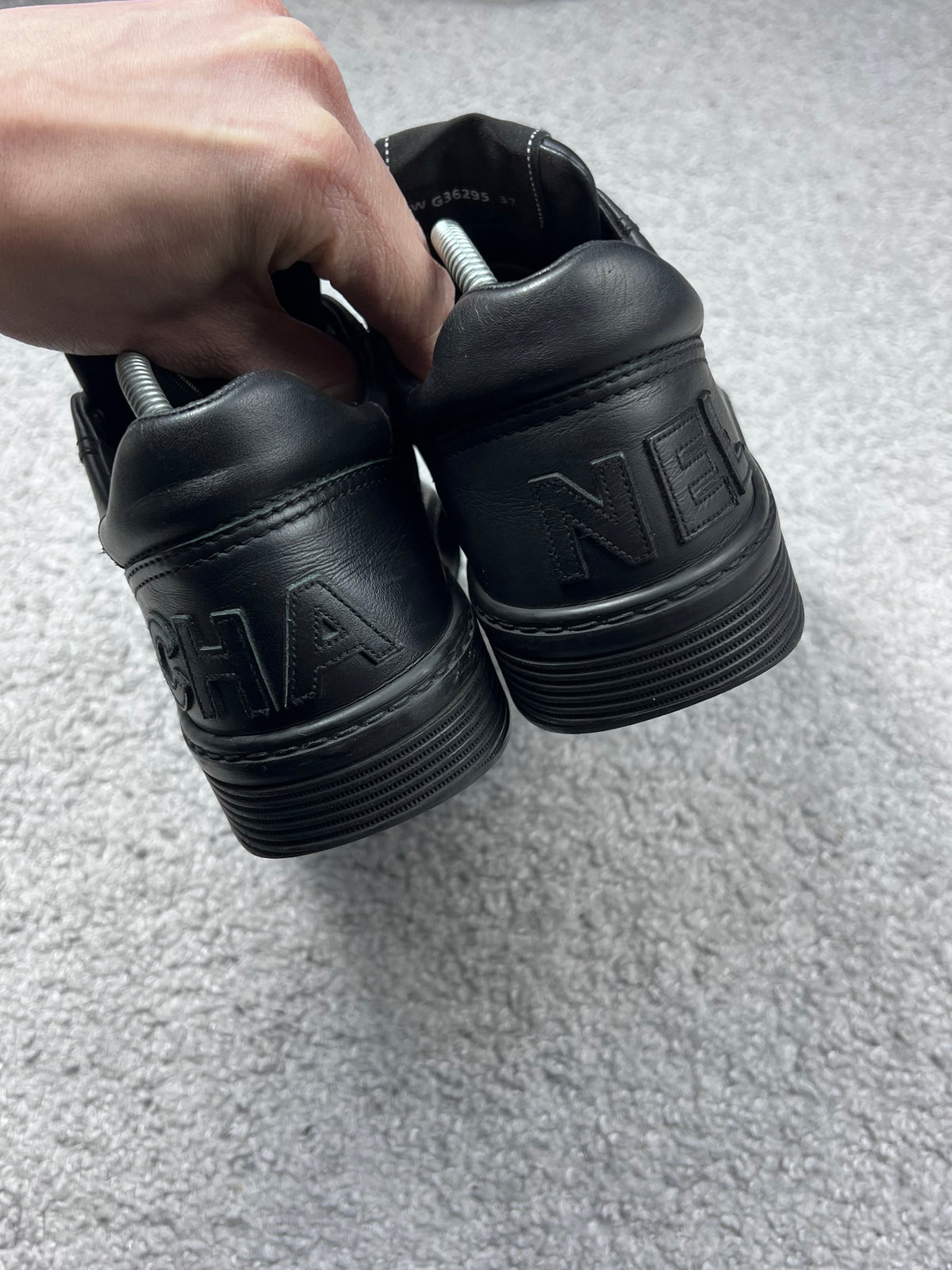 Chanel Black Leather Sneakers Size 37
