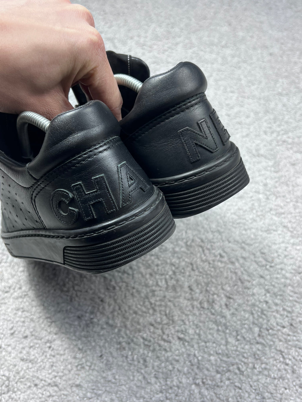 Chanel Black Leather Sneakers Size 37