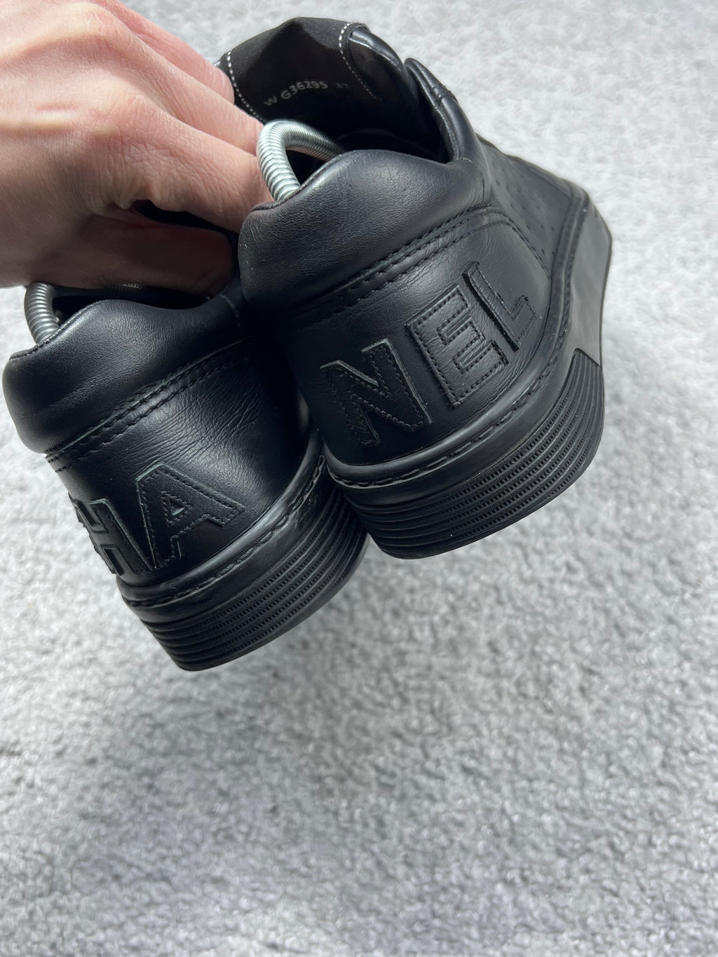 Chanel Black Leather Sneakers Size 37
