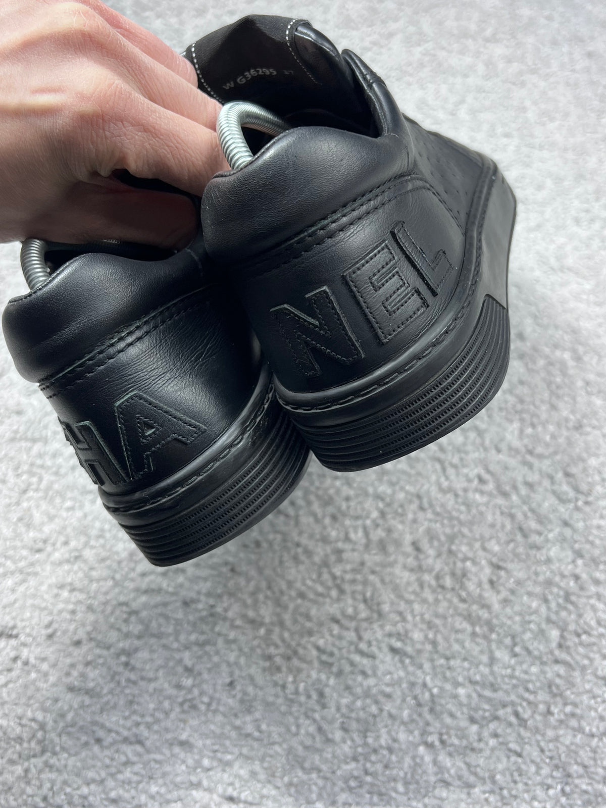 Chanel Black Leather Sneakers Size 37