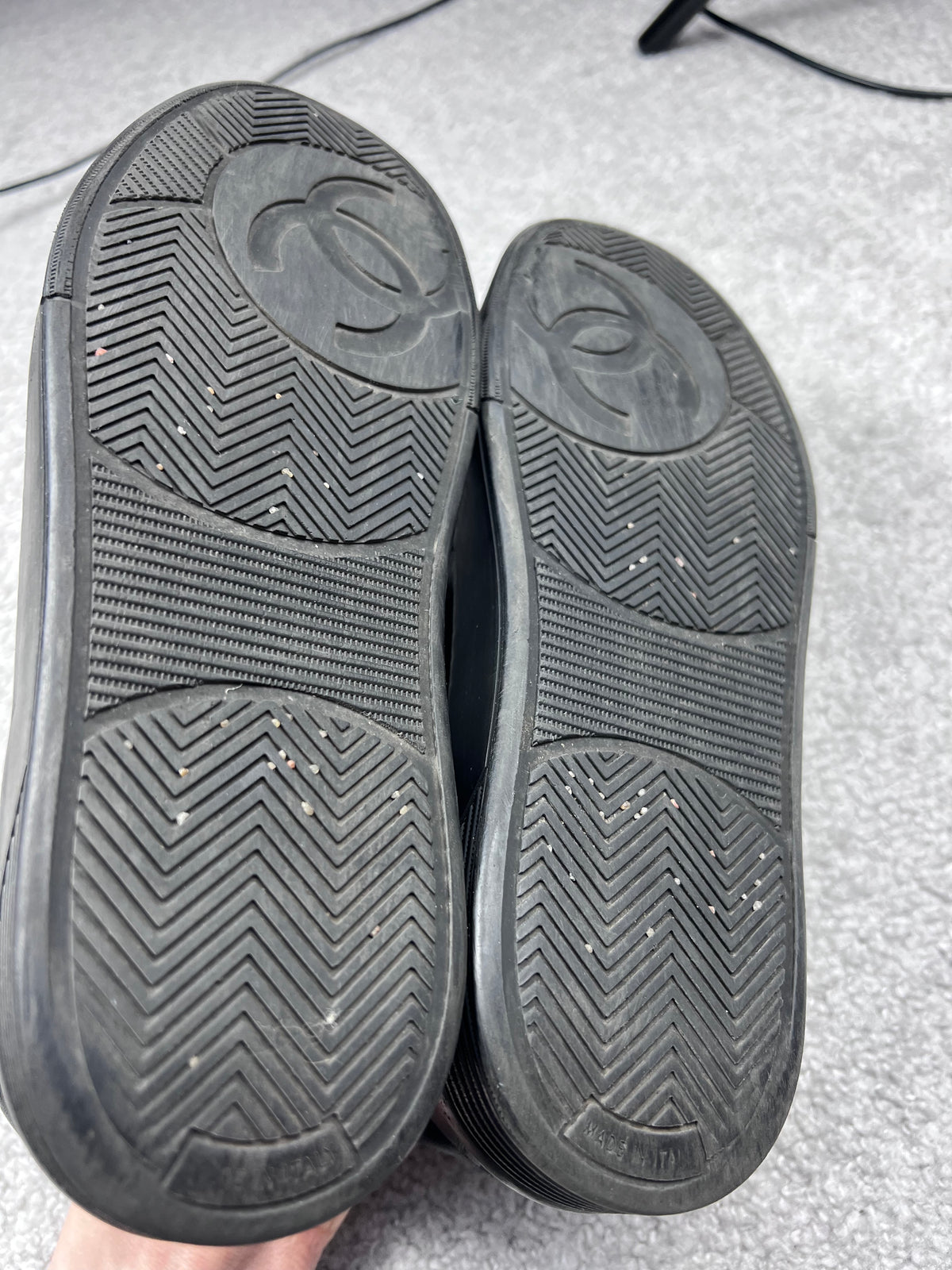 Chanel Black Leather Sneakers Size 37