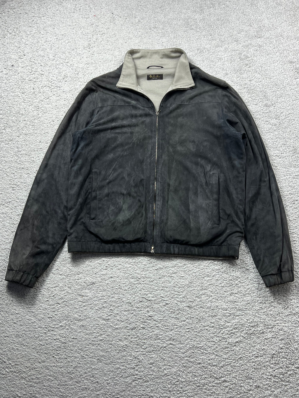 Loro Piana Suede Cashmere Zip Up Bomber Size L