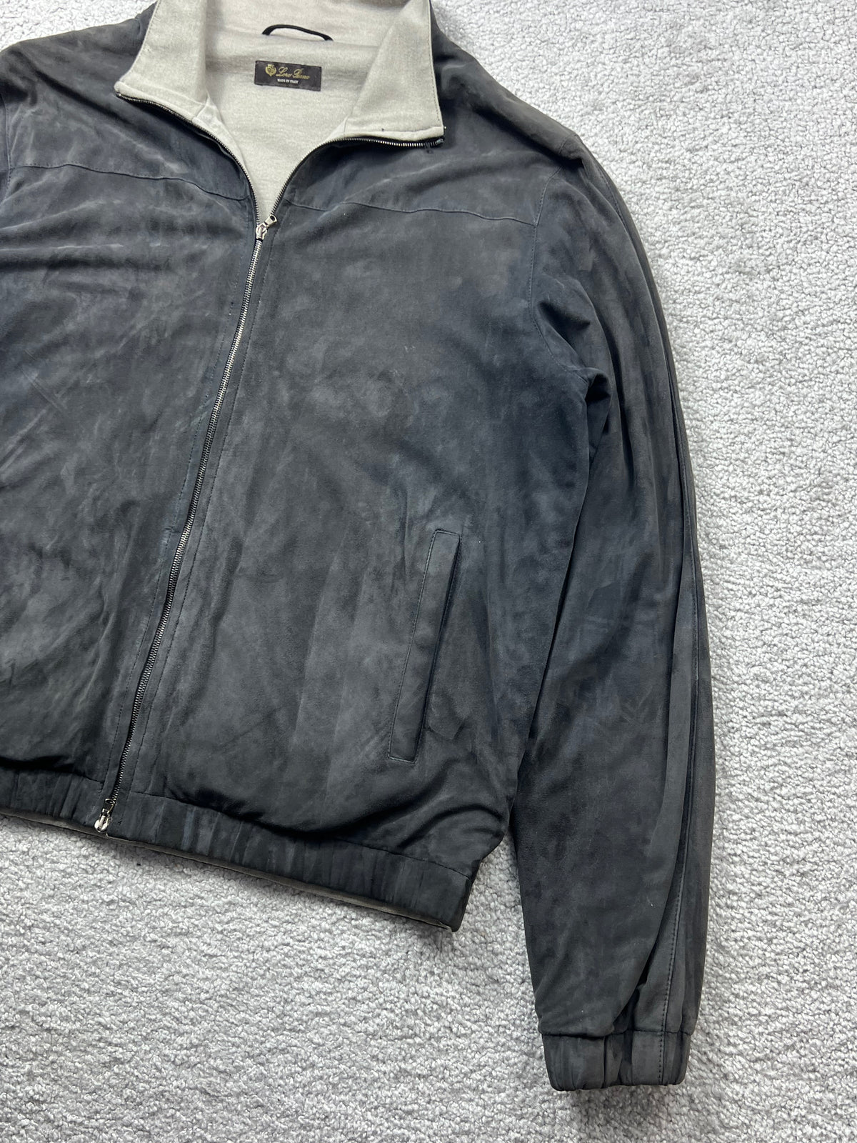 Loro Piana Suede Cashmere Zip Up Bomber Size L