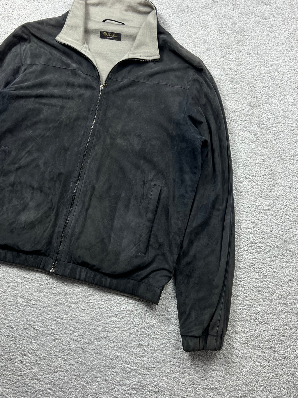 Loro Piana Suede Cashmere Zip Up Bomber Size L
