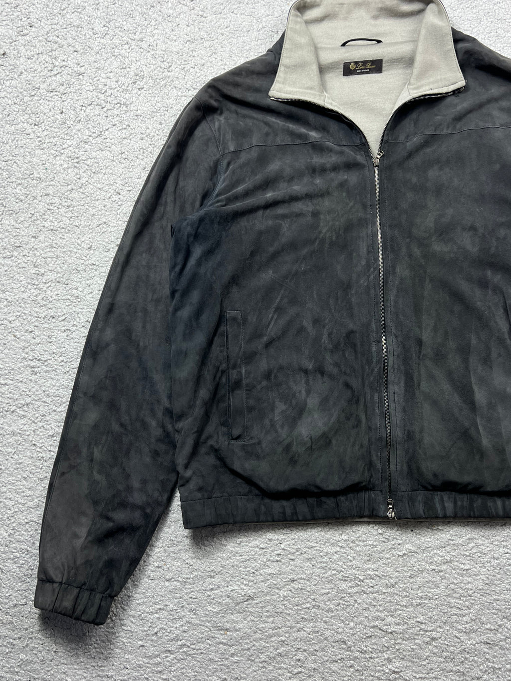 Loro Piana Suede Cashmere Zip Up Bomber Size L