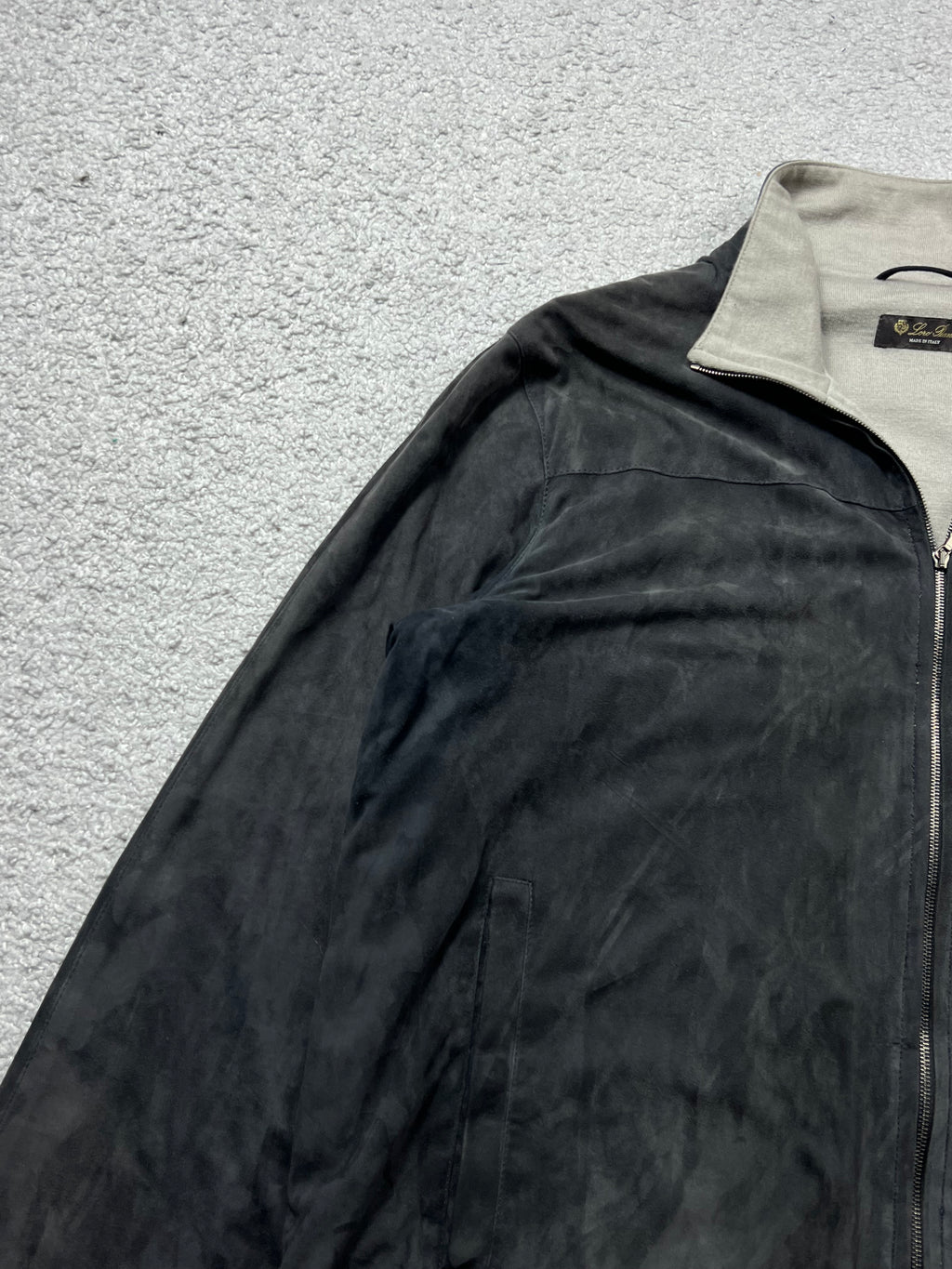 Loro Piana Suede Cashmere Zip Up Bomber Size L