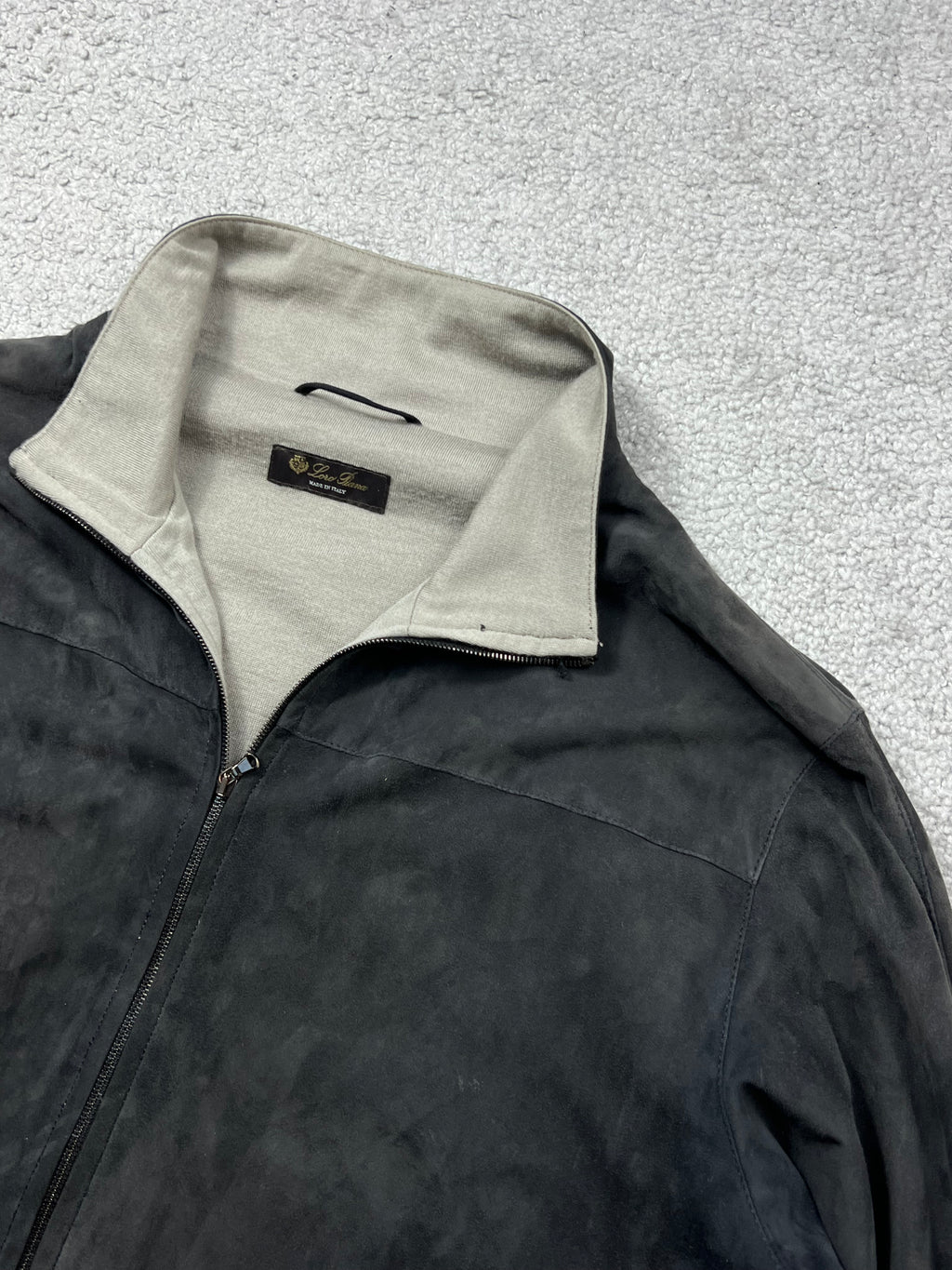 Loro Piana Suede Cashmere Zip Up Bomber Size L